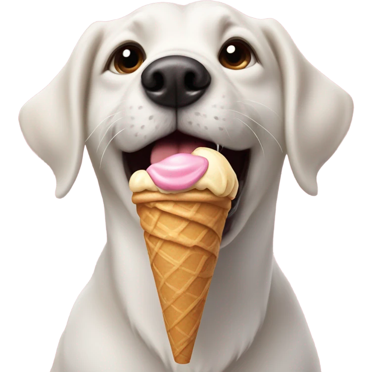 Crazy dog holding ice cream emoji