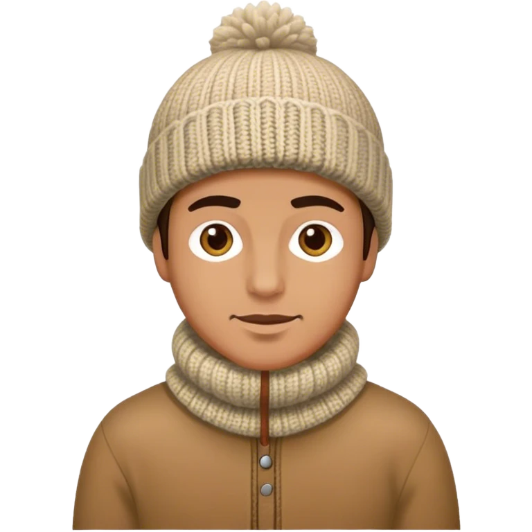 man in outdoor wither clothes and knited hat full scale emoji
