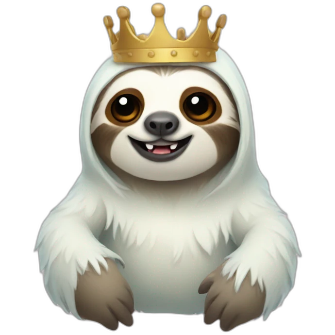 cute ghost king sloth emoji