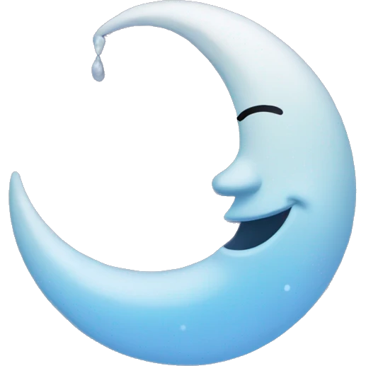 Frozen Crescent moon with smile  emoji