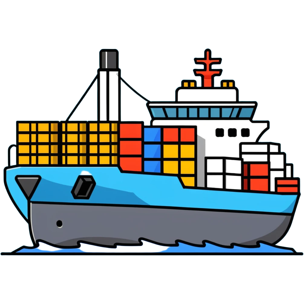 Cargo container ship in ocean emoji