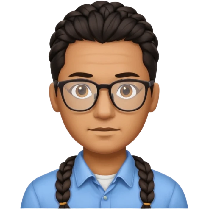 dark haired and braided man with glasses emoji