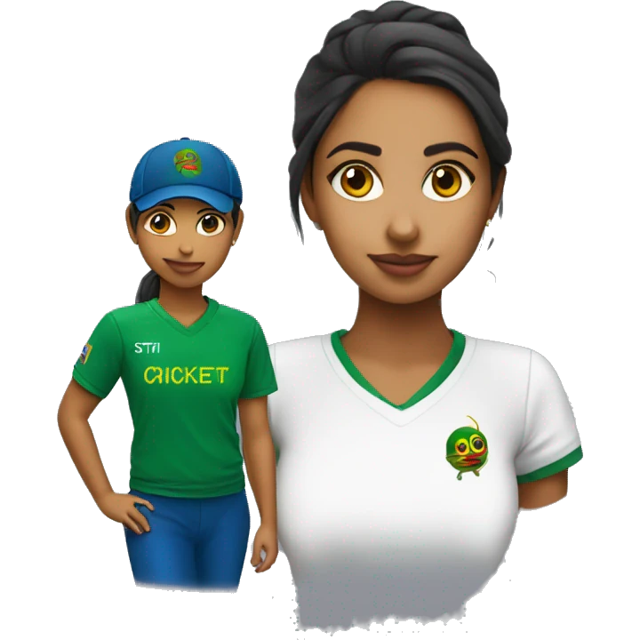 Girl woth sti lanka cricket tshirt emoji