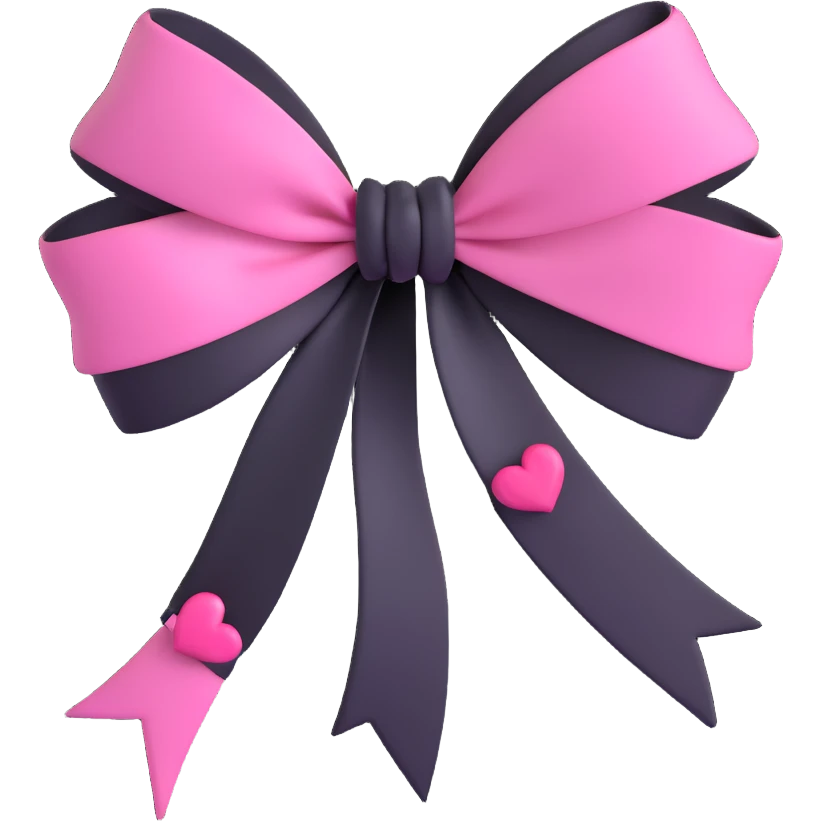 BLACKPINK-inspired gothic bow ,  hearts, black and pink, cute,  emoji