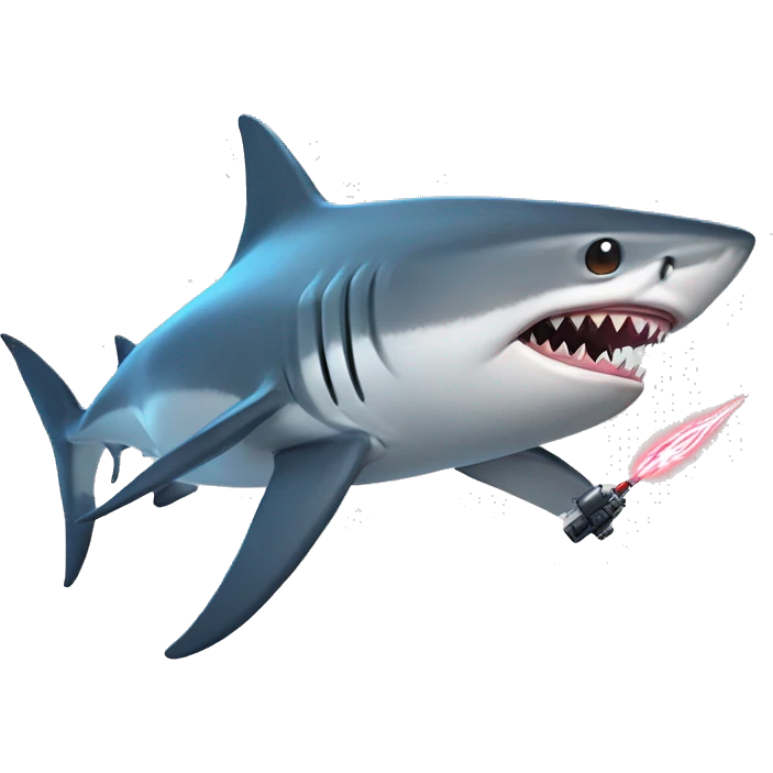 Shark with a laser blaster on his head emoji
