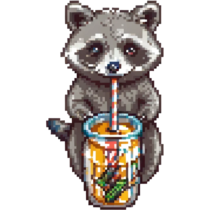 raccoon drinking through a straw emoji