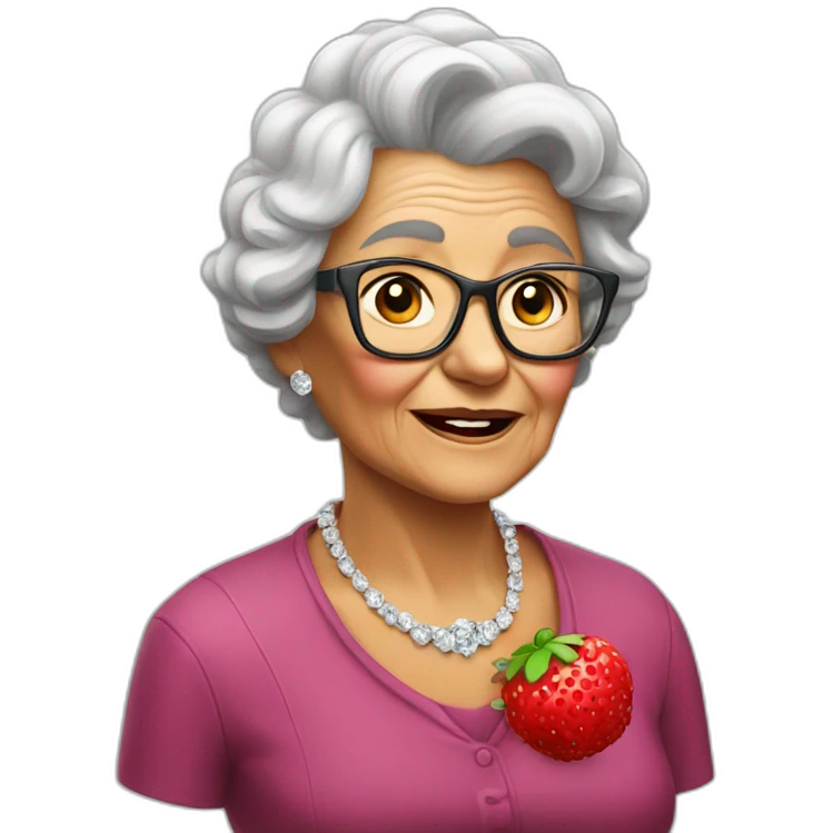 grandma with a big stamberry and a diamond emoji