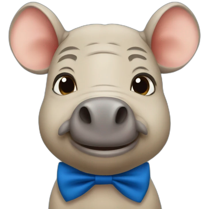 babirusa wearing blue bow tie emoji