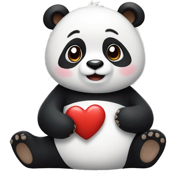 panda holding up a heart with its hand emoji
