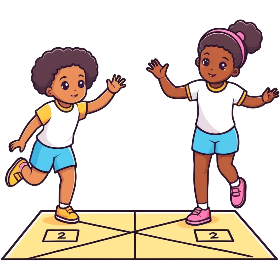 Two black girls playing hopscotch  emoji