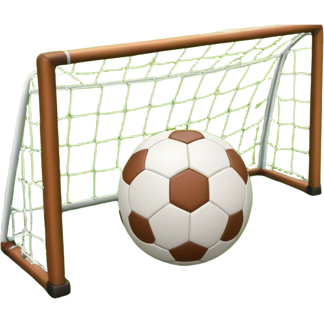 A football resting on the green grass of a soccer field, with goalposts and field markings in the background.  emoji