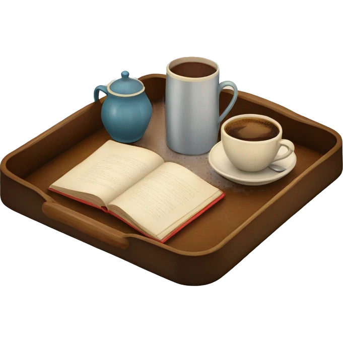 vintage tray with books and coffee  emoji