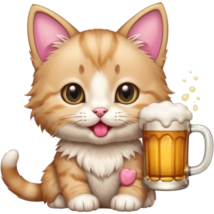 kitten drinks beer emoji