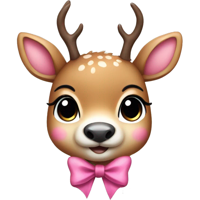 cute deer with pink bow emoji