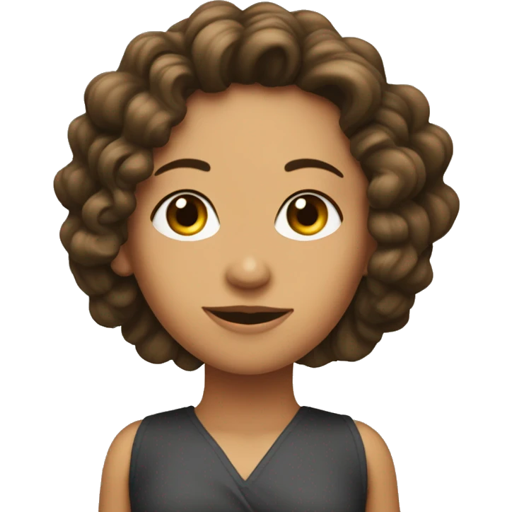 Cara mujer mulata con pelo rizado y moreno emoji