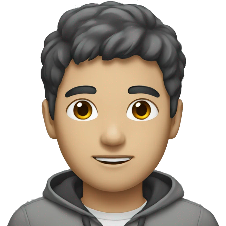 person with gray sweatshift and black hair emoji