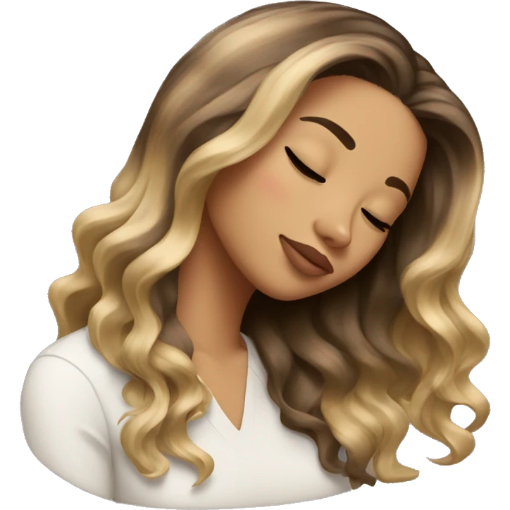 Brunette with blond balayage girl sleeping emoji