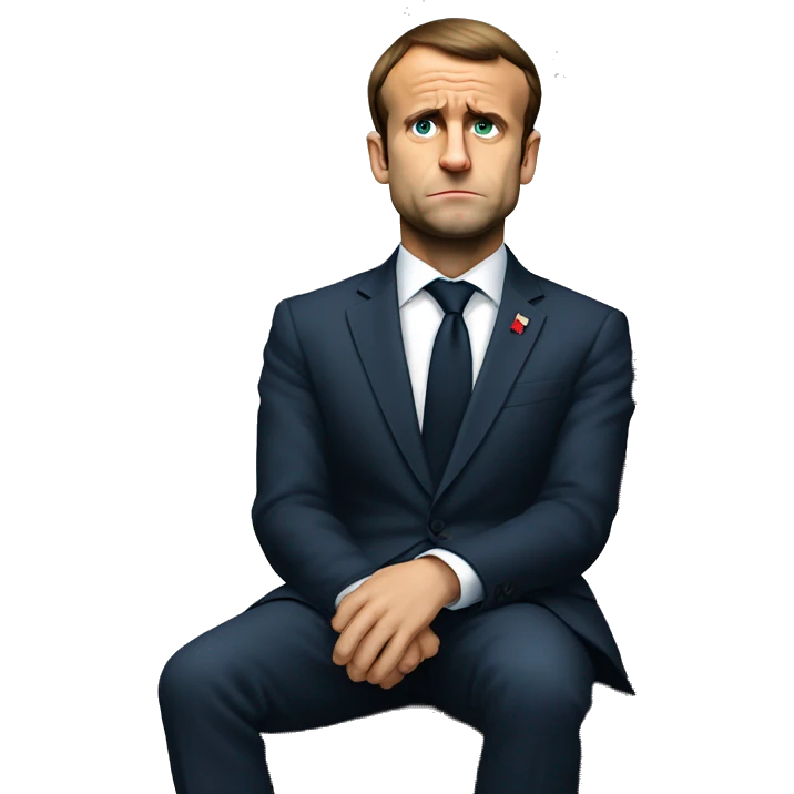 Emmanuel macron sad full body sitting emoji