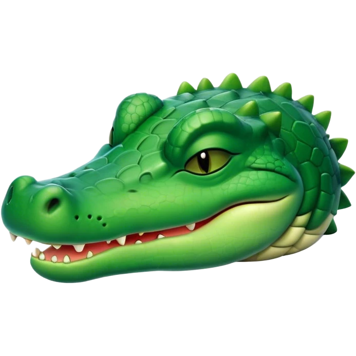 Meme-Worthy Cute Sleeping Crocodile Portrait Emoji, Head resting peacefully with a contented smile, showcasing a robust, powerful build and a luxuriously soft textured emerald-green hide, eyes shut in a serene, restful nap, Simplified yet hilariously adorable features, highly detailed, glowing with a soft, drowsy light, high shine, relaxed and utterly lovable, stylized with an air of playful laziness, bright and heartwarming, soft glowing outline, capturing the essence of a comically sleepy crocodile, so meme-worthy it feels like it could instantly become the next viral sensation of adorable reptilian slumber! emoji