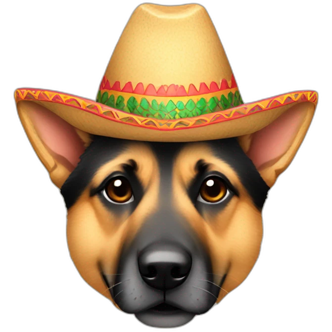 German shepherd with Mexican hat emoji