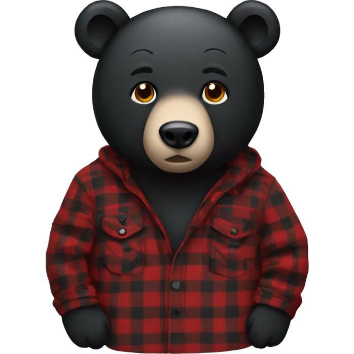 Black bear with red and black flannel emoji