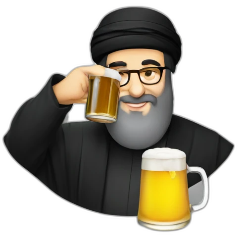 hasan nasrallah drinking a beer emoji