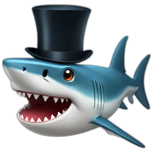 Shark with a top hat emoji