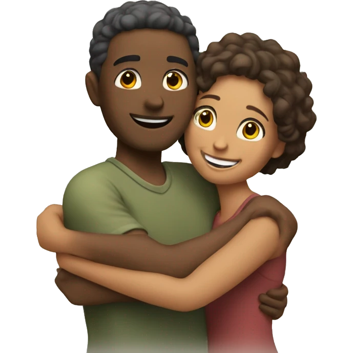 couple hug with warm smiles emoji