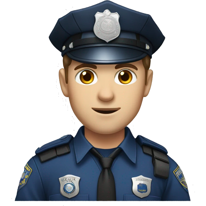 Man with brown short hair, blue eyes and wearing a police outfit. Blue eyes emoji