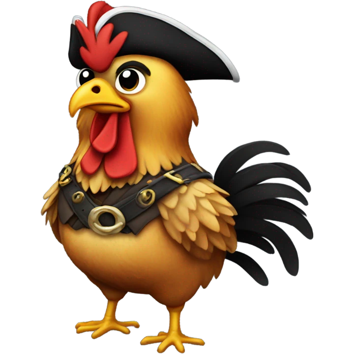 Chicken in pirate outfit emoji