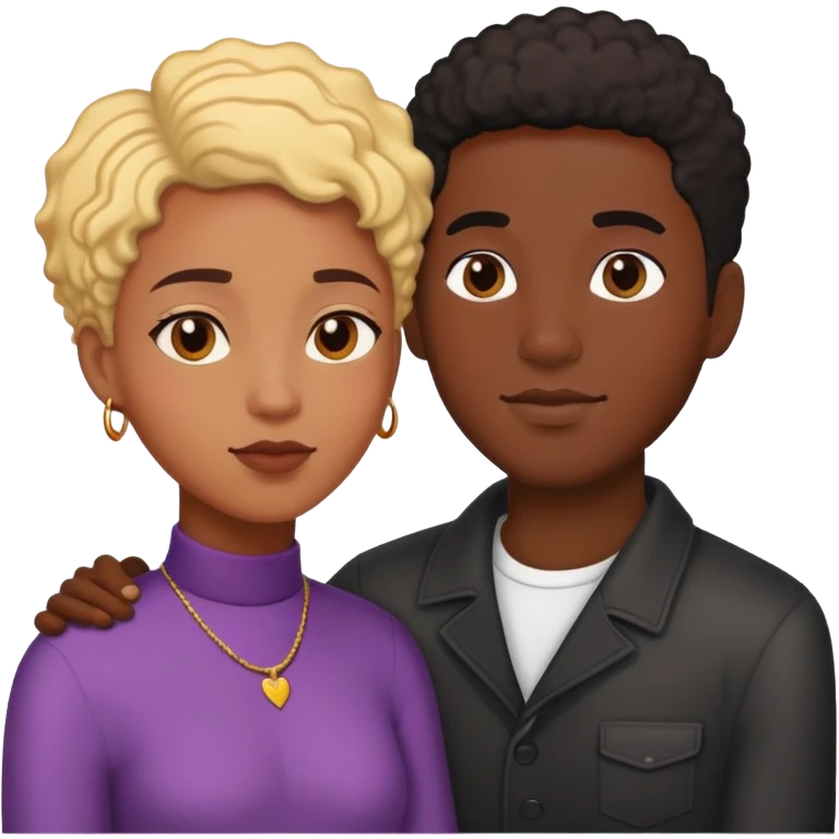 Black non-binary person and black man in love  emoji