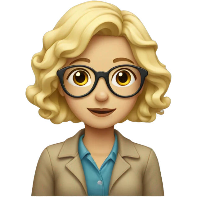 blond girl with glasses making heart with hands emoji