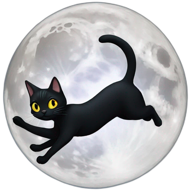 black cat riding the moon emoji