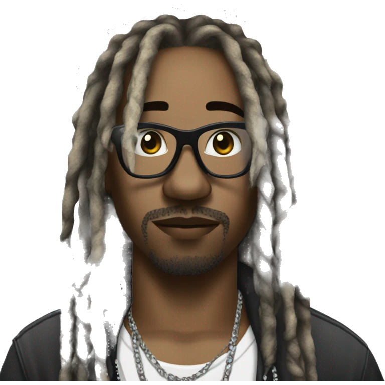 Rapper with black and blonde dreadlocks, diamond glasses, trapper, rapper. emoji