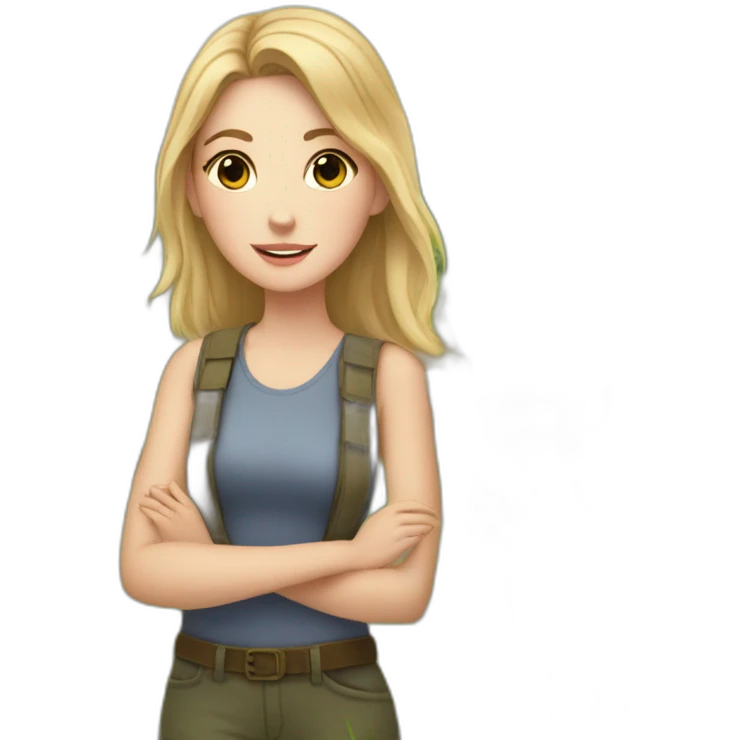 white girl in countryside with animals emoji