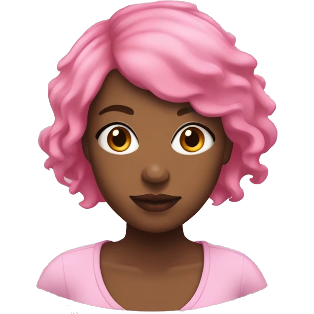 A black woman with pink short hair, movng er head Unnaturally to the left while her hair shimmies emoji