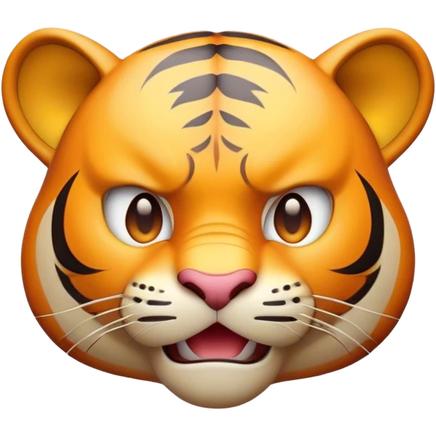 Cinematic Comical Tiger Portrait Emoji, Head tilted dramatically with an exaggeratedly shocked expression, featuring a sleek, muscular build with wide, comically expressive eyes full of humorous disbelief, Simplified yet hilariously expressive features, highly detailed, glowing with a slightly sassy wild glow, high shine, dramatic yet playful, stylized with an air of quirky feline attitude, soft glowing outline, capturing the essence of a meme-worthy tiger that looks ready to side-eye its way into viral fame! emoji