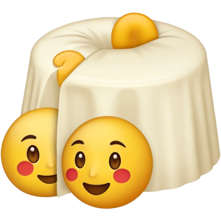  یه استوانه کرم رنگ که از سرش قطرات آب میریزه و بالاش یدونه سوراخه و کنارش دو تا توپ کوچیکه emoji