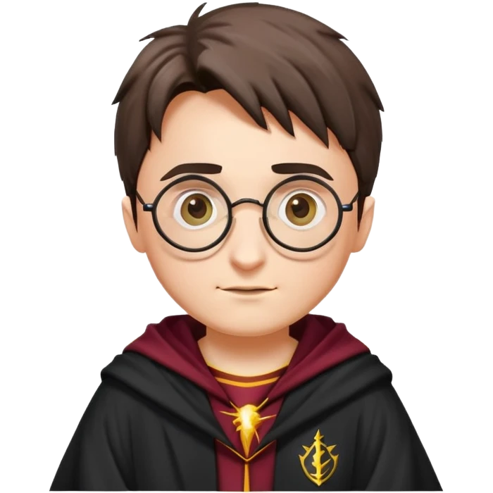 Harry Potter with round glasses, lightning scar, and wizard robes emoji