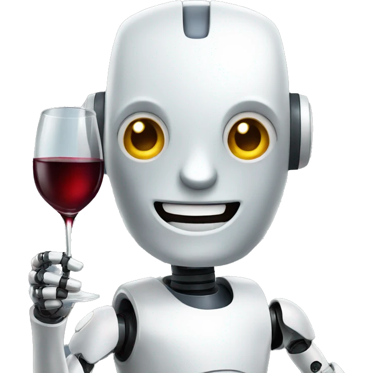 smiling robot holding a glass of wine emoji