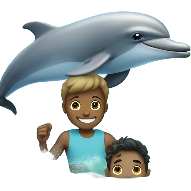 Dolphin swimming with boy emoji