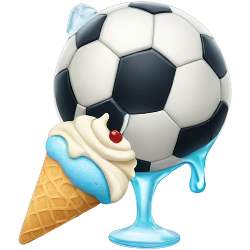 Soccer eating ice cream emoji