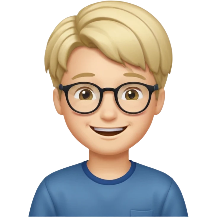 un ragazzo con gli occhiali e capelli al lato che fa l'occhiolino ed è felice emoji