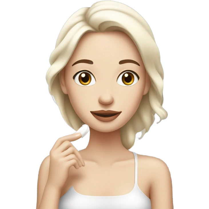White woman doing skincare emoji