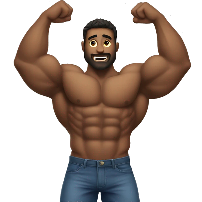 Muscular man showing hairy armpits emoji