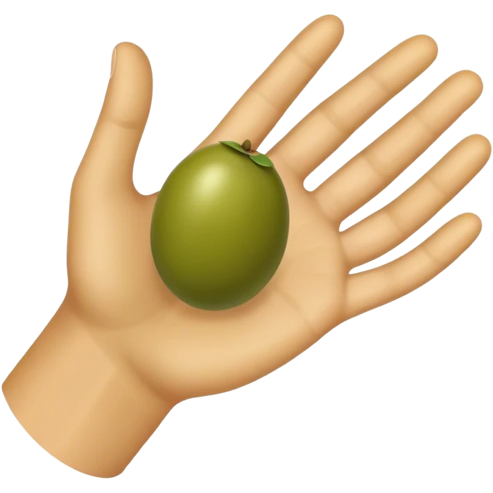 Hand catches 1 green olive emoji