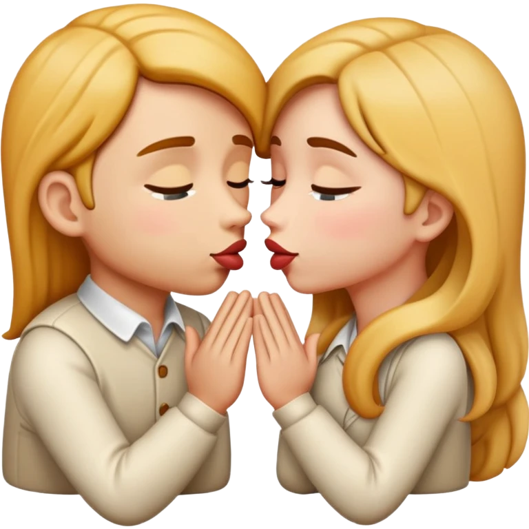 Kissing face emoji kissing into receiving hands like begging emoji