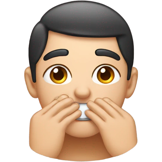 blushing while covering mouth emoji
