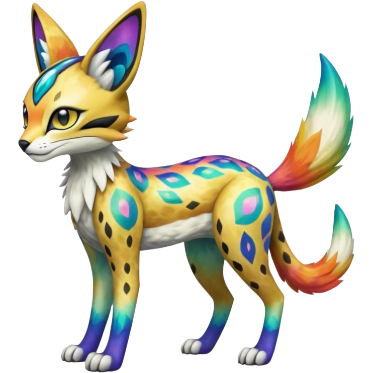 Colorful Meloetta-Vernid-Sergal-Serval-Pokémon-Digimon-Fakémon-fusion-hybrid-creature emoji