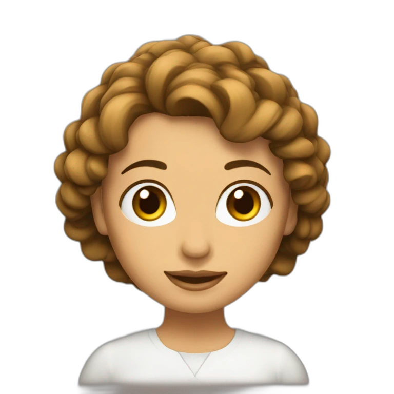 Mujer pelo castaño ondulado largo emoji